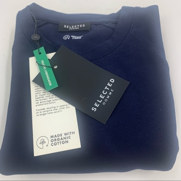 SELECTED HOMME Slhrami Long Sleeve Crew Sweat Navy (NWT) - Picture 6 of 7